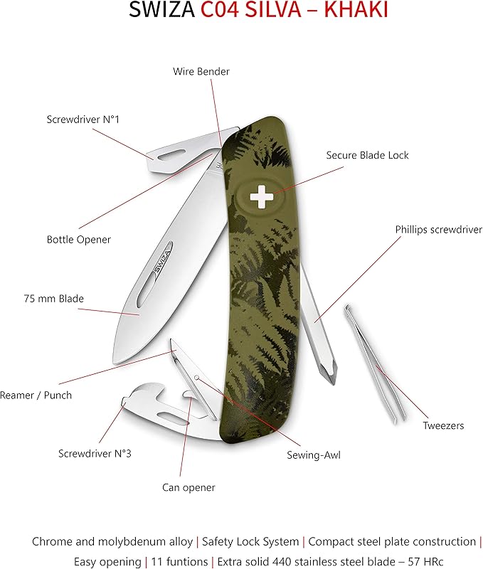 Swiza KNI.0040.2050 C04 Button Lock Green Camo