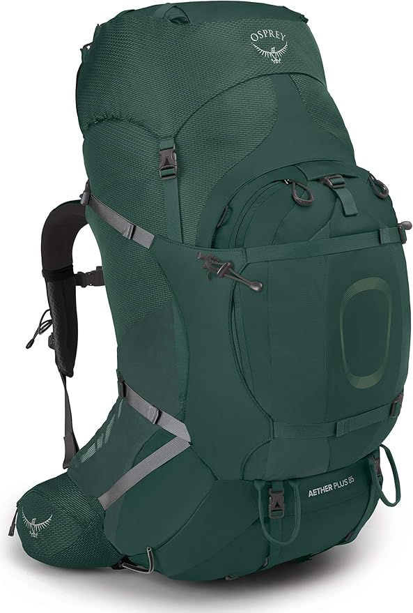 Osprey Aether Plus 85L Men's Backpacking Backpack Axo Green S/M