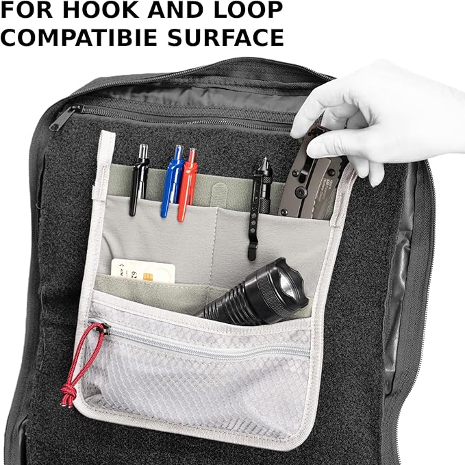 Multi Pocket Admin Organizer for Backpack Hook and Loop Pouch Mesh Zipper Pouch Tactical Backpack Organizer Insert for Men &amp Women EDC Tool Kits for Outdoor Travel - Tactical Bag Accessories