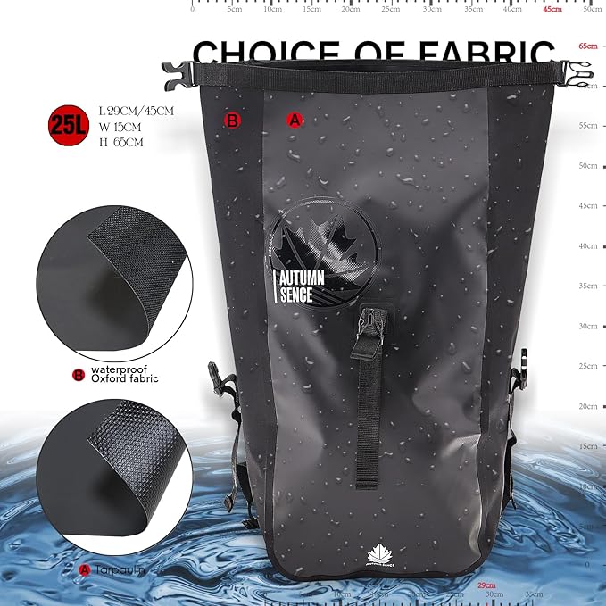 Dry Bags Waterproof Backpack Waterproof backpack for Water sportsboatingFloatinghiking camping and other outdoor activities 25L.(Black)