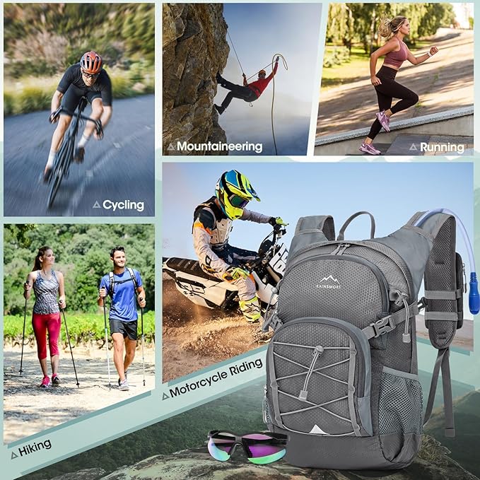 Hydration Backpack with Water Bladder 18L Lightweight Hiking Backpack for Women&ampMen Small Insulated Hydration Water Pack for Hiking Running Cycling Biking