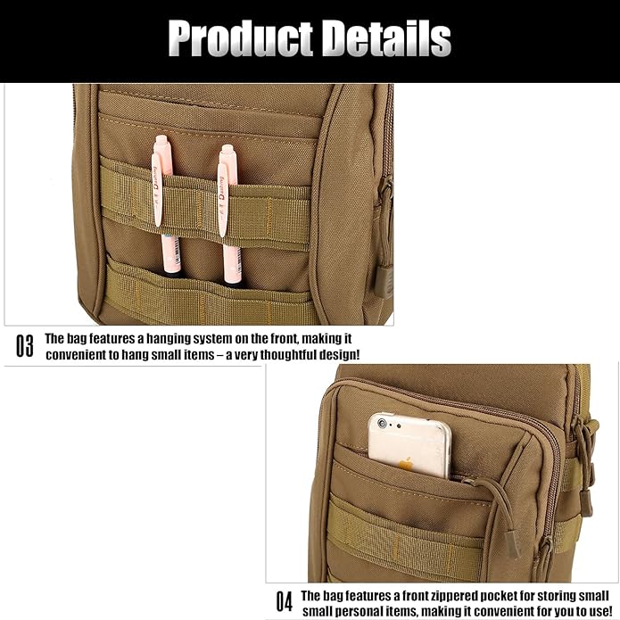 Tactical Messenger Bag Waterproof and Adjustable Military EDC Molle Backpack Heavy Duty Shoulder Pack Handbag for Men