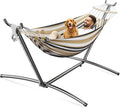 Double Hammock Heavy Duty Portable 500 lb Weight Capacity Perfect for Both Indoors and Outdoors 2 Person Hammock with Carrying Bag Coffee