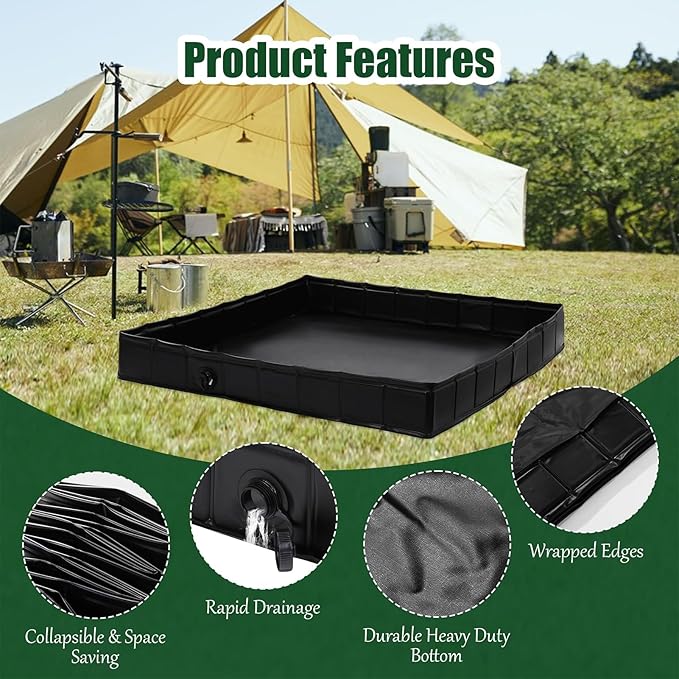 Camping Shower Base Foldable Tent Shower Base Shower Tent Base with Drain Hose Portable Shower Pan for Indoor &amp Outdoor Tent RV