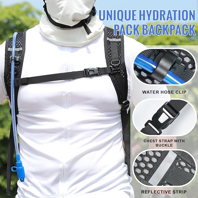 Hydration Pack with 3L PEVA Water Bladder - Lightweight Hydration Backpack for MTB Cycling Hiking Running - Women &amp Men - 10L Capacity