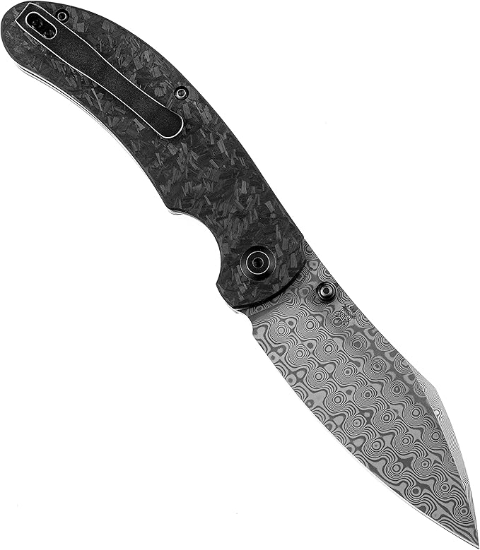 KANSEPT Nesstreet Pocket Folding Knives for Men EDC Camping Folding Knife 3.58'' Damascus Material Pocket Folding Knife with Shred Carbon Fiber Handle Everyday Carry K1039D1