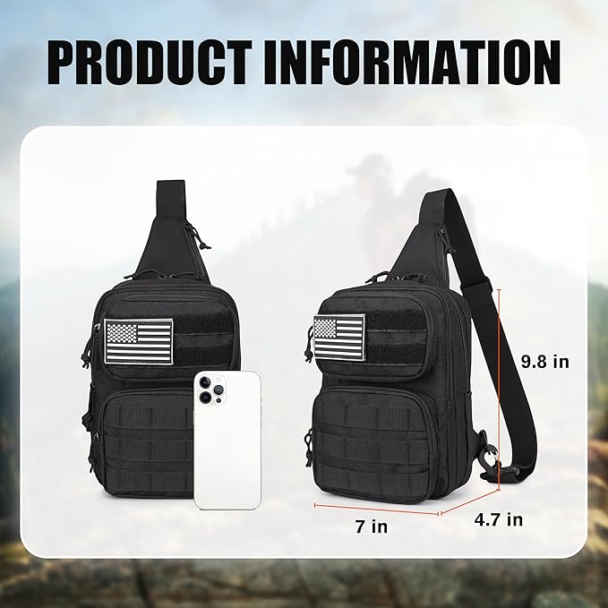 Wotony RFID Blocking Tactical Crossbody Bag for Men - Durable EDC Sling Shoulder Bag with Multi-Pocket Storage