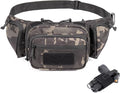 CCW Tactical Fanny Pack for Concealed Carry 500D Nylon Low Profile EDC Waist Bag with Pistol Holster &amp YKK Zippers Everyday Carry Hip Pack (Black-camo)
