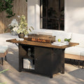 55 Propane Fire Pit Table50000btu Gas Fire Pit Table with Brown Windshield &amp Lava Rock2 in 1 Foldable Expansion Table Fire Pit with CSA Certification Firepit Table for Outdoor Patio