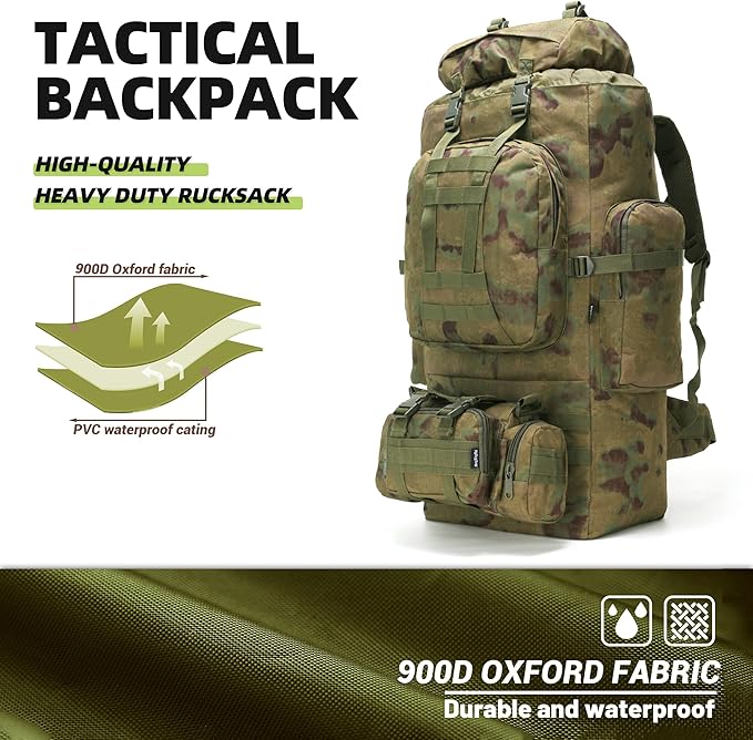 100L Camping Hiking BackpackMolle military Tactical rucksack backpackWaterproof Lightweight Hiking Backpack