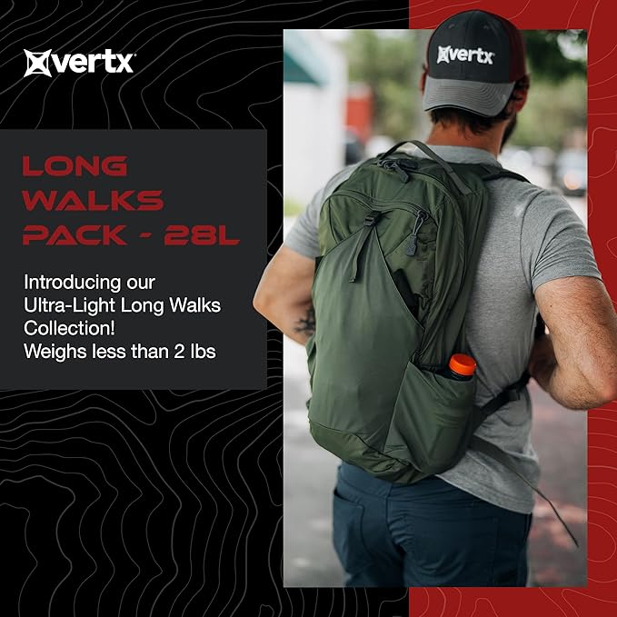 Vertx Long Walks Pack 28L Tactical Backpack EDC Gear Bag for CCW Travel Work Hiking Outdoors It's Black