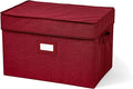 Covermates Keepsakes Storage Box Heavy Duty Polyester Organizer Bin Stackable Design Reinforced Handles ID Window Closet Garage Home Storage Red Heather