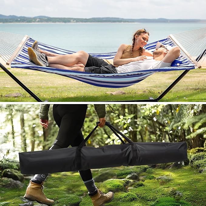 SUNCREAT Hammocks Portable Hammock with Stand 475lbs Capacity Hammock Storage Bag Heavy Duty Hammock Handbag