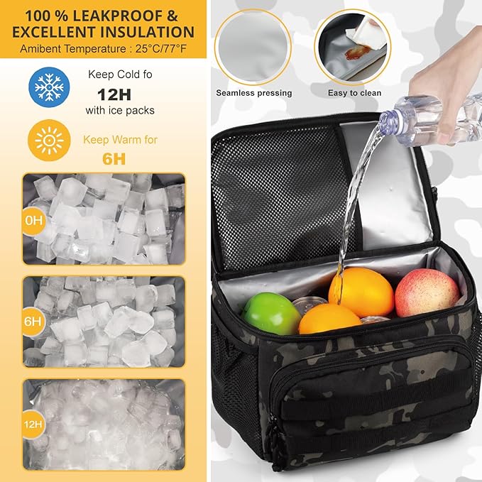Tactical Double Deck Cooler Backpack for MenLarge Lunch Backpack with 2 CompartmentSoft Cooler Bag