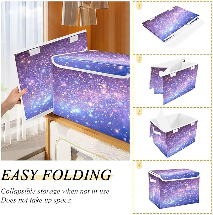 Diamonds Crystals Gradient Glitter Decoration Sequins Peach Purple Blue Cyan White Yellow Storage Bin with Lid Foldable