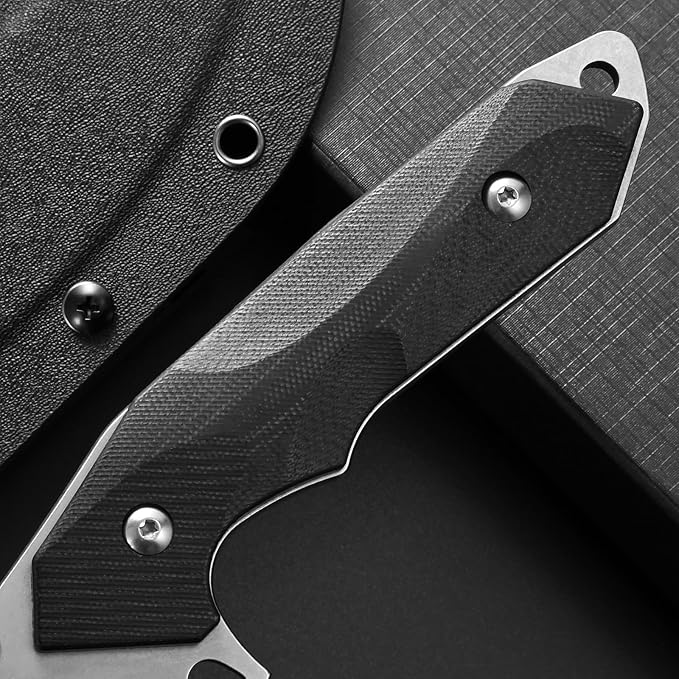 Eafengrow EF122 Fixed Blade Knife D2 Steel Blade G10 Handle Pocket Knives Fixed Knife Survival Outdoor Camping Survival Tool Knives Kydex Sheaths (Black)
