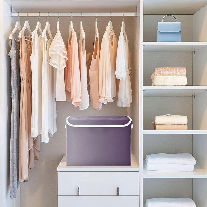 Grey Gradient Storage Containers with Lids Stackable Fabric Storage Bags for Clothes for Office Supplies Home Decor