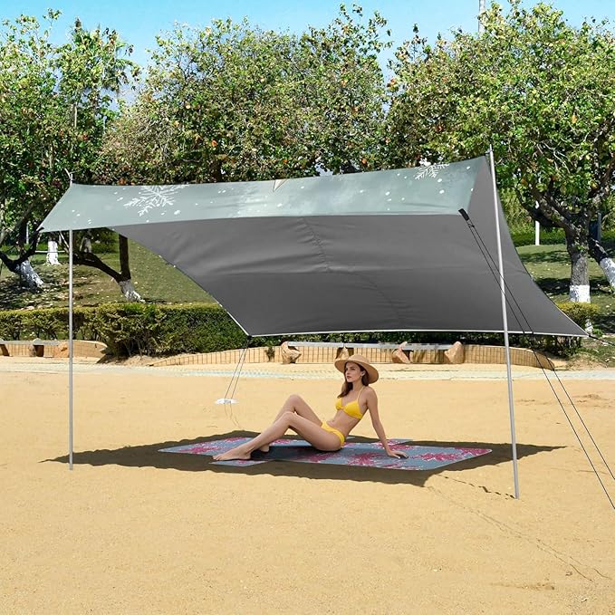 ALAZA Green Christmas Tree Beach Tent Sun Shelter Portable Canopy Sunshade for Outdoor Camping Picnics Backyard Fun 10x9 ft