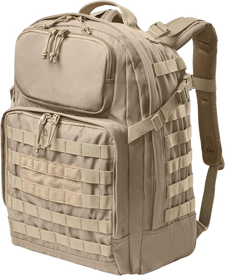 CornerStone Large Tactical Backpack | Durable Laptop Bag Mesh Back Panel Padded Shoulder Straps Hydration Port Coyote Brown OSFA
