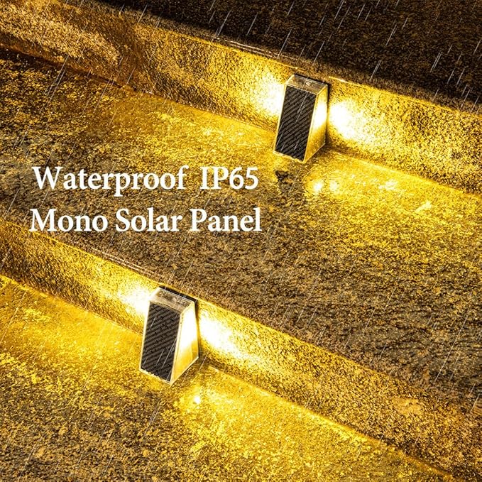 Solar Stair Lights IP65 Solar Step Light for Outdoor Stairs Waterproof for Rain Snow Lights for Patio Garden Porch Deck Front Step (Warm-6Pack)