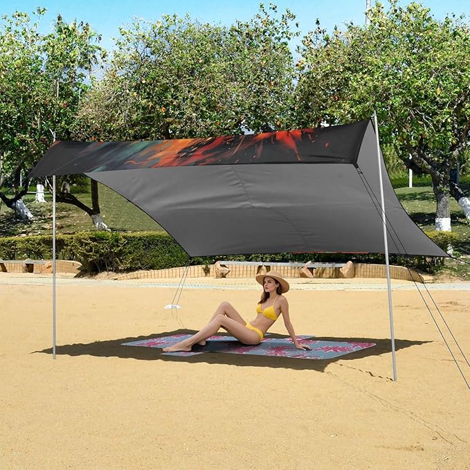 ALAZA Angry Lion Close Up Beach Tent Sun Shelter UPF50+ Protection Beach Shade Canopy w/ 4 Sandbags for Outdoor Camping Fishing Backyard Fun Picnic 10x9 ft