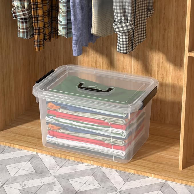 17.5 L Plastic Storage Bin with Handle 4-Pack Clear Latching Storage Boxes