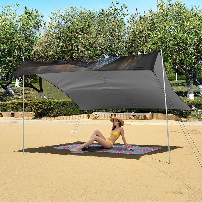 ALAZA Pirate Skull Torch Treasure Beach Tent Sun Shelter Portable Canopy Sunshade for Outdoor Camping Picnics Backyard Fun 10x9 ft