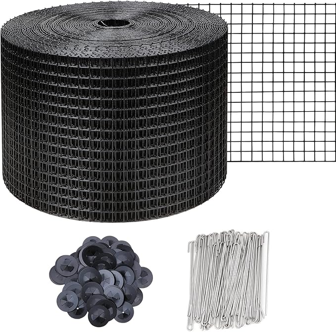 6in X 100ft Solar Panel Bird GuardSolar Panel roof Protection net 1/2inch Mesh PVC Black Vinyl Coated Galvanized net 70 Fastener ClipsUsed for BirdAnimal Control