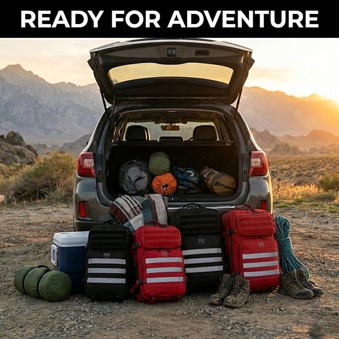 riderbag Xtreme 30L Tactical Carry-On Backpack for Airplanes Work Gym and Team Sports with 16 Inch Laptop Sleeve Stick Holder Recycled rPET Fabric Rain Cover (red)