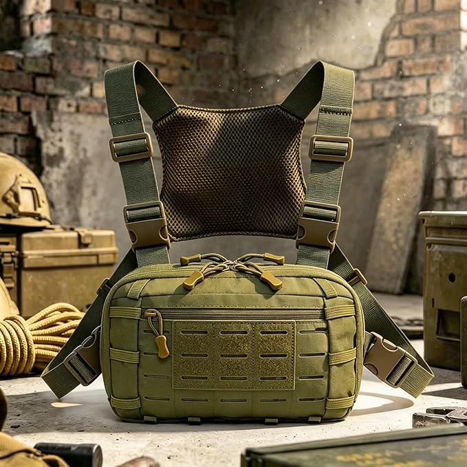 Tactical Chest Pack EDC Chest Bag Utility Molle Chest Rig Pouch with CCW Compartment Adjustable Strap Admin Pouch