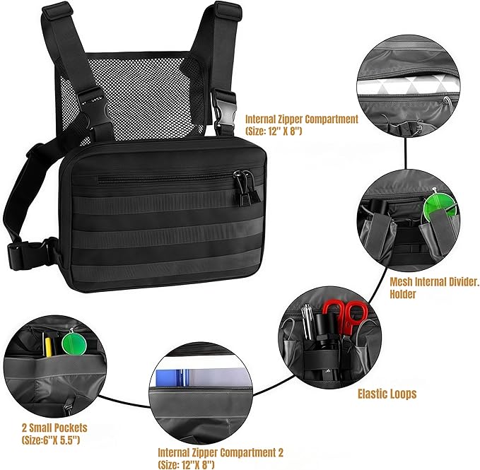 Military Tactical Chest Bag Backpack Men Adjustable Multi-Functional Molle Tool Pouch Shoulder Tactical Vest Bag