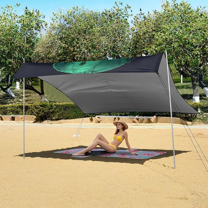 ALAZA Skull Head Beach Tent Sun Shelter Portable Canopy Sunshade for Outdoor Camping Picnics Backyard Fun 10x9 ft