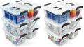 NUMIFUN 12 Pack Clear Plastic Storage Bins with Buckle Handle Lids 6 Clear and 6 White Lids 7 Quart for Home Office Pantry Organization.