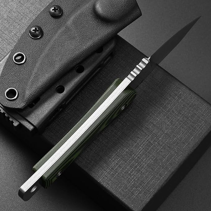 Ccanku C1390 Fixed Blade Knifes 7.3-Inch Outdoor Survival Tools D2 Blade Steel &amp G10 Handle with Kydex Sheaths Clip for Outdoor Activities Camping Bushcraft and Hunting(Silver)