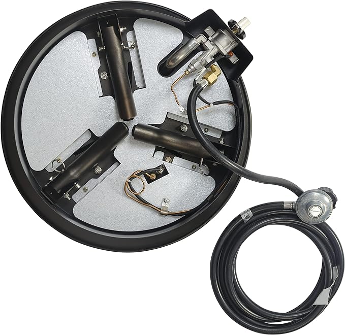 Amazon Basics Portable Propane Fire Pit 19 inch Round Gas for Patio 55000 BTU Carry Strap Heat Warmth and Ambience