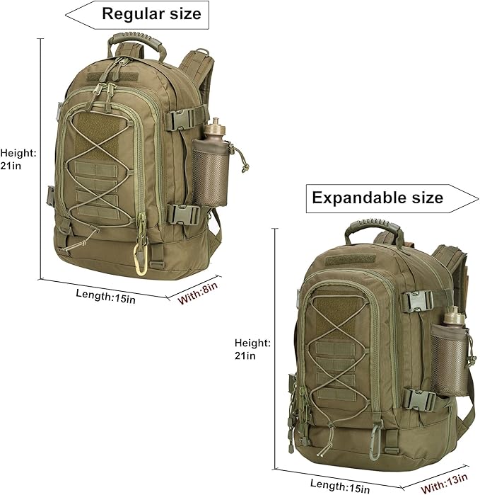 Large Tactical Backpack for Men Military Backpack with DIY System for Travel WorkCampingHuntingHikingSports (GREEN)