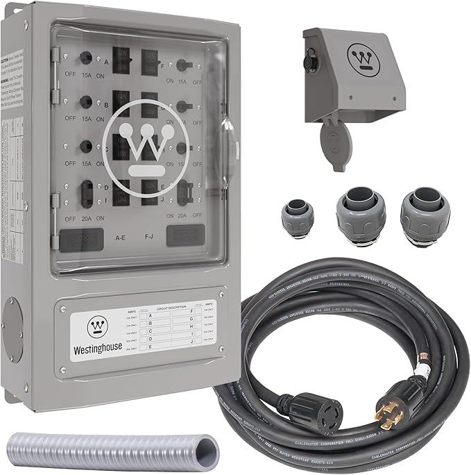 Westinghouse 30 Amp Transfer Switch Kit with 8 Circuits Compatible with Generators up to 7500 Running WattsGrey