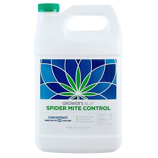 Grower's Ally Spider Mite Control Concentrate - Natural Insecticide &amp Spider Mites Killer for Plants Indoor &amp Outdoor - OMRI Listed Garden Pest Control - Bee Pet &amp Kid Safe - 1 Gal Makes