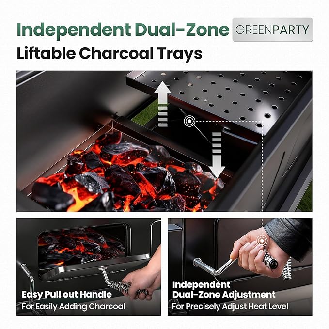 30 Inch Barrel Charcoal Grill and Offset Smoker 1015 sq. in. Cooking Area Outdoor BBQ Grill Perfect for Outdoor Cooking Barbecue Patio Garden Backyard Party