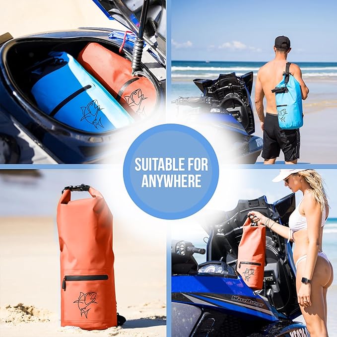 Waterproof Dry Bag Pack - Roll Top Dry Storage Bag for Kayaking Boating Paddle Boarding Beach Trips - Boating Dry Bag - Waterproof Storage Bag - Floating Dry Bag 10l (Orange)