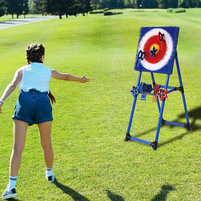 Stiatu Axe Throwing Bristle Target with 8 Throwing Axes SetAxe Throwing Game for Backyard Indoor &ampOutdoorYard GamesCarnival Games