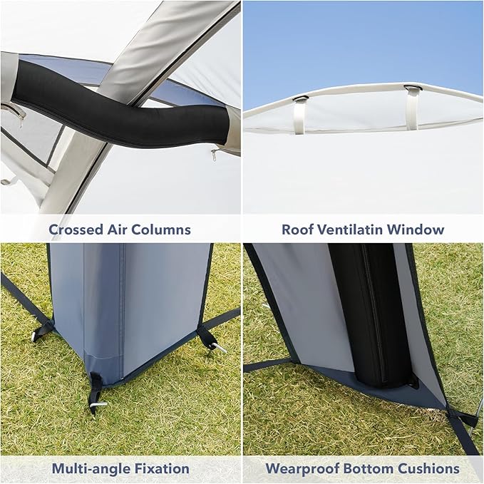 Instant Setup Inflatable Air Shelter 10x10ft Canopy Tent for Camping with 4 Removable Side Panels for 6-8 Person – Ideal for Garden Beach Park and Outdoor Events