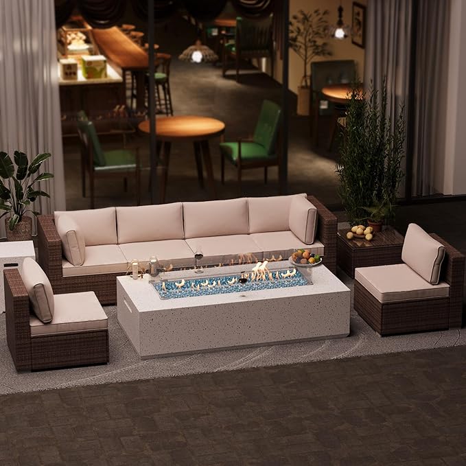 3-Piece Outdoor Propane Fire Pit Table Set