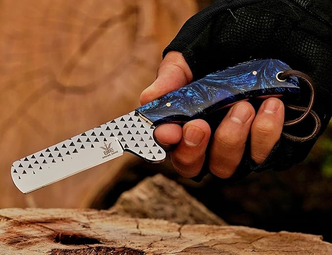 Cow Boy Knife Hand Forged Bull Cutter Knife with Sheath Best Gift for Girl Friend and Boy Friend. (Blue)