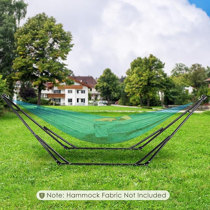 Arlopu 3 in 1 Portable Hammock with Steel StandFoldable PU Leather Swing Chair6-Level Standing Hammocks Included Carrying BagSide PocketPillowfor OutsideIndoorYardGardenPatioCamping(Green)