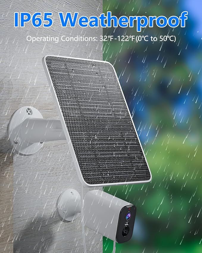Solar Panel for Security Camera 5W USB Solar Panel for DC 5V Security Camera Micro USB &amp USB-C Port Solar Panel IP65 Waterproof Solar Charger for Camera360° Adjustable Mounting 13ft Cable 4 P