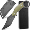 C1117 Fixed Blade KnifeD2 Steel Blade +Micarta Handle Outdoor EDC Survival Claw Knife with Kydex Sheaths(Green) …
