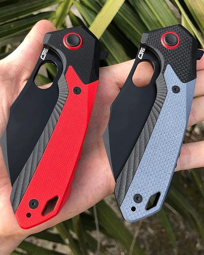 CJRB Folding Pocket Knife Caldera (J1923) AR-RPM9 Powder Steel Red G10 Handle for Men EDC Camping Hiking Outdoor