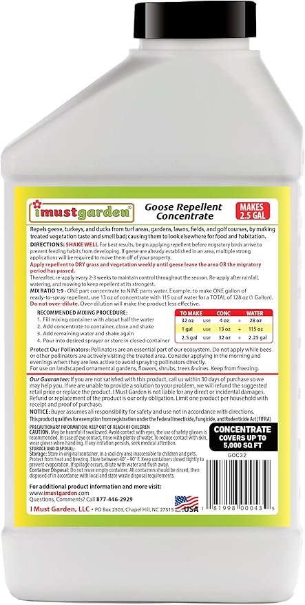 I Must Garden Goose Repellent Concentrate - 32oz (Geese Turkey Ducks)