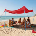 CROWN SHADES 10x10 Beach Tent Sun Shelter Easy Pop Up Beach Canopy Shade Portable Outdoor Carpas UPF50+ Includes 4 Poles Adjustable Aluminium Extra-Large Big Sand Shovel Red